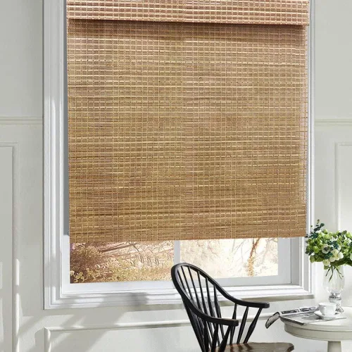 Miniatura 10 de Cortinas romanas de madera para ventana, cortinas de bambú opacas forradas, fácil instalación para el hogar y el jardín, patrón 1