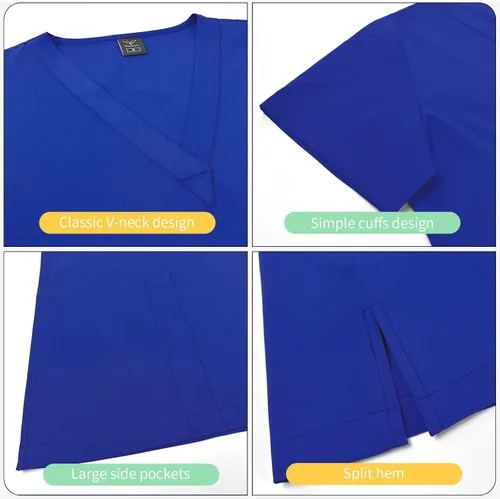 Miniatura 2 de VIAOLI Conjunto de ropa quirúrgica clásica con cuello en V y pantalón deportivo de yoga, uniforme médico de enfermería para mujer, conjunto