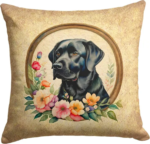 Miniatura 288 de Caroline's Treasures DAC2072PW1414 Affenpinscher and Flowers - Almohada decorativa de tela, lavable a máquina, para interiores y exteriores