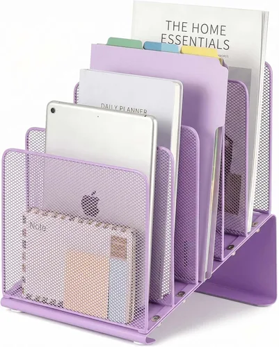 Miniatura 11 de LEKETREE Organizador de archivos para escritorio, organizador de carpetas de archivos con estante vertical de 5 secciones, adecuado