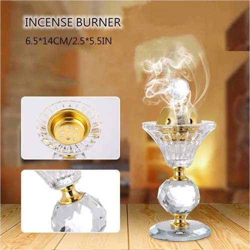 Miniatura 2 de Oud - Quemador de incienso de cristal, para aromaterapia, horno, difusor árabe, decoración de escritorio para yoga, meditación, spa (luna)