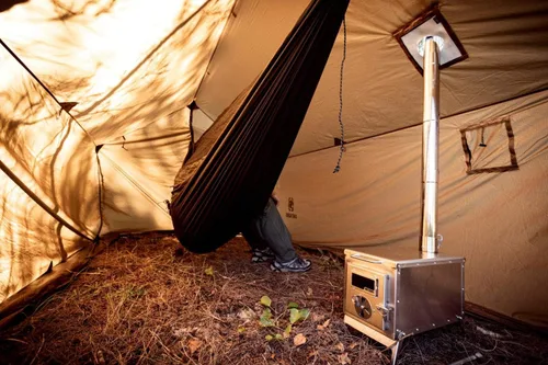 Miniatura 2 de OneTigris Estufa de tienda de campaña Tiger Roar, quemador de leña portátil para campamento de invierno, caza y cocina al aire libre, tubos incluidos