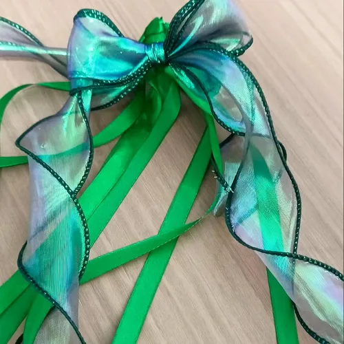 Miniatura 5 de CMFYHM 2 rollos de cinta de organza verde láser de 1-1/2 pulgadas de ancho, 10 yardas para envoltura de regalo, lazo, manualidades, ramo, corona