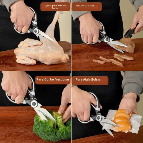 Miniatura 4 de OMDAR Paquete de 3 tijeras de cocina multiusos, paquete de 3, tijeras de cocina de acero inoxidable resistentes para cortar carne, alimentos