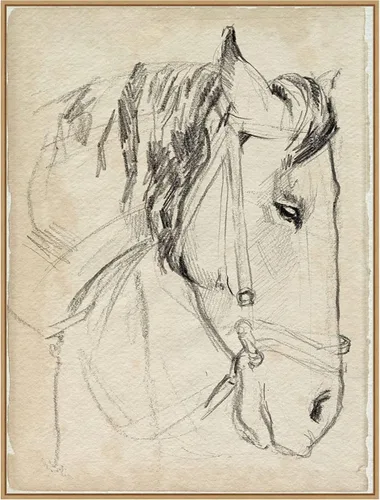 Miniatura 20 de Amanti Art Lienzo enmarcado para pared, diseño de caballo en brida, 24 x 18 pulgadas, boceto I de Jennifer Paxton Parker, lienzo enmarcado