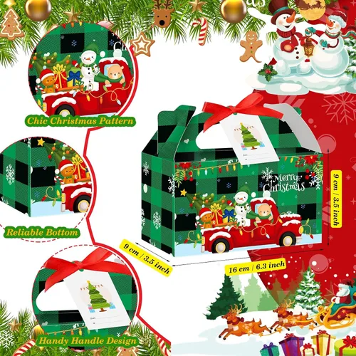 Miniatura 3 de Zhanmai Cajas de regalo de Navidad a cuadros, 100 piezas, incluye etiqueta de regalo y cinta, perfectas para regalos, fiestas (rojo y verde)