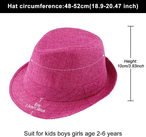 Miniatura 17 de ECYC Sombreros de jazz para niños, gorras de lino de color sólido para niños