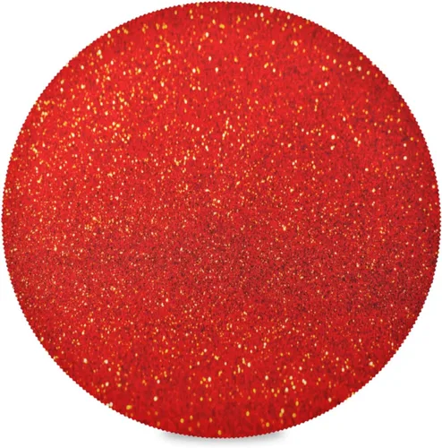 Juego de 4 manteles individuales redondos de lentejuelas rojas con purpurina roja, juego de 4 manteles individuales de 15.4 pulgadas para cocina,
