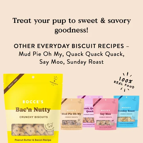 Miniatura 4 de Bocce's Bakery Golosinas Horneadas Bac'N Nutty para Perros, Golosinas Diarias sin Trigo para Perros, Hechas con Ingredientes Reales, Horneadas