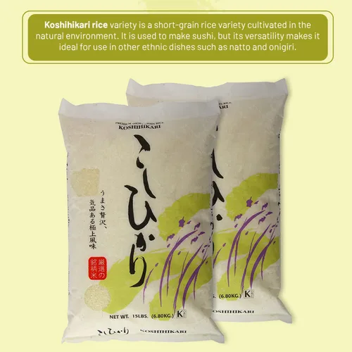 Miniatura 4 de Shirakiku Granos Secos y Arroz – Koshihikari Blanco Japonés de Grano Corto – Arroz para Sushi Dulce Pegajoso Crudo de Calidad Premium Bajo