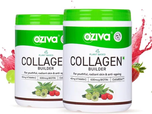 OZIVA Constructor de colágeno a base de plantas para piel brillante y juvenil en polvo de colágeno para mujeres y hombres con biotina, sílice y