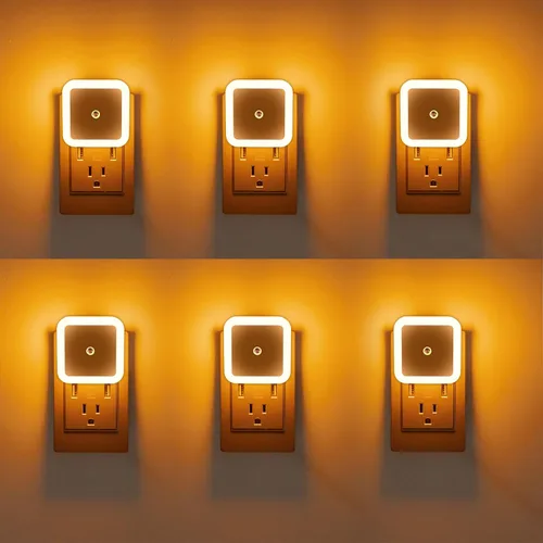 Miniatura 9 de Paquete de 6 luces nocturnas LED azules enchufables, sensor de atardecer a amanecer encendido y apagado automático, eficientes energéticamente