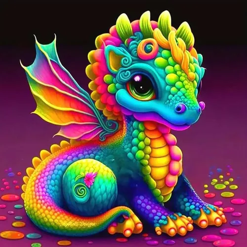 Kits de pintura de diamantes de dragón para adultos, 5D, diamantes de imitación pegados, colorido, lindo, dragón, pintura artística para decoración