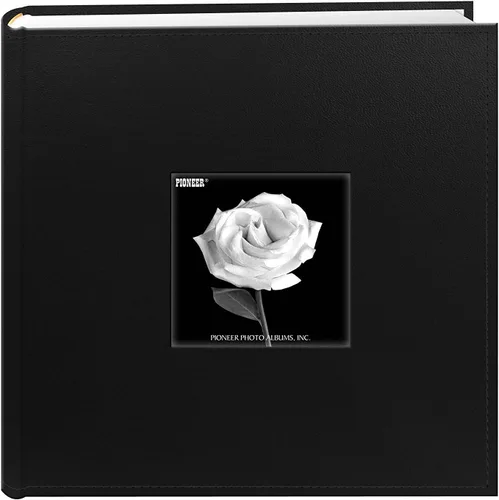 Pioneer Photo Albums DA-200SF/BLK - Álbum de fotos con marco de piel sintética cosida con 200 bolsillos, 4 x 6 pulgadas, color negro