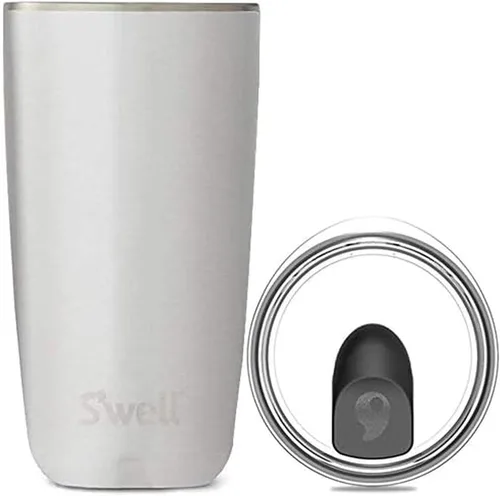 Miniatura 10 de S'well Taza de acero inoxidable con tapa deslizante, 18 onzas, Mármol Rosa, contenedores aislados al vacío de triple capa, mantiene las bebidas