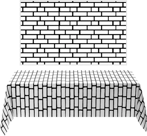 Miniatura 13 de Chuangdi 2 piezas de telón de fondo de pared de piedra de 4.5 x 9 pies, decorado de escena de pared de piedra, papel tapiz, cortinas, puerta, mantel
