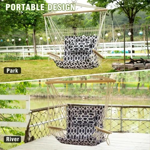 Miniatura 4 de Backyard Expressions - Columpio reversible para colgar – máximo 275 libras – Barra esparcidora de madera – para cualquier espacio
