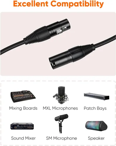 Miniatura 6 de CableCreation Cable XLR corto de 3 pies, cable de micrófono macho a hembra, balanceado de 3 pines compatible con micrófono Shure SM, Behringer