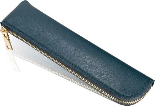 Miniatura 11 de Estuche de lápiz de cuero Sluxa, estuche delgado y suave para bolígrafos, estuche pequeño para lápices para adultos, estuche de lápiz de cuero
