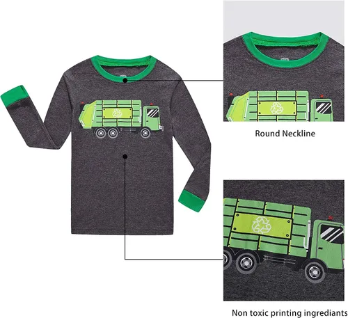 Miniatura 3 de KikizYe Conjunto de pijamas para niños y niñas pequeños, 100% algodón, ropa de dormir