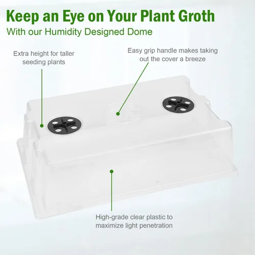 Miniatura 2 de YoleShy Paquete de 5 bandejas de inicio de semillas con cúpula reutilizables de plástico para cultivo de plantas con cúpulas de humedad espesadas
