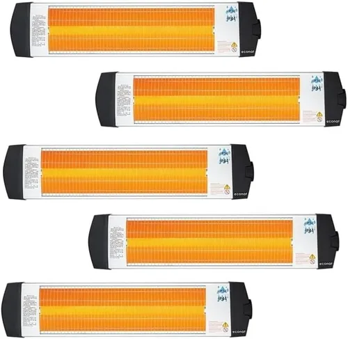 Econat C-15 Calentador eléctrico infrarrojo de 1500 W, calentador de pared para interiores y exteriores con termostato ajustable, eficiencia