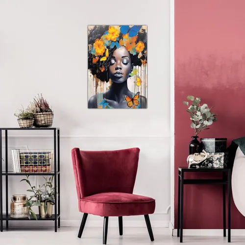 Miniatura 98 de Arte de pared afroamericano, decoración de rey y reina bailarín negro para sala de estar, arte de pareja de amor negro para dormitorio, lienzo