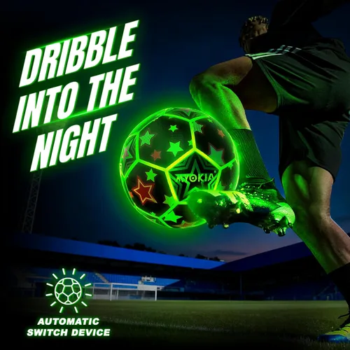 Miniatura 7 de Balón de fútbol iluminado que brilla en la oscuridad, tamaño 5, regalos deportivos para interiores y exteriores, ideas de cumpleaños para niños de 3