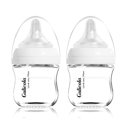 Miniatura 11 de Gulicola Biberón de vidrio natural para bebés amamantados, juego de biberones anticólicos con pezón de flujo medio, 3 meses +, 8 onzas, paquete de 2