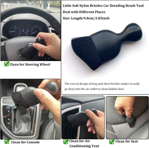 Miniatura 4 de Cepillo de doble cabezal para limpieza de coche, cepillos de automóvil para detallar el interior, cepillos para detalles de automóviles exteriores