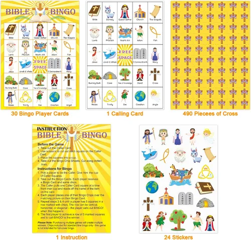 Miniatura 2 de Juego de bingo bíblico para niños para 30 jugadores, escuela dominical de vacaciones, juego de iglesia cristiana, actividades, regalos de Pascua