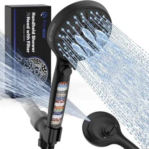 Miniatura 9 de Pavezo® Cabezal de ducha de mano de alta presión con filtro, botón de pausa de interruptor de encendido/apagado, cabezal de ducha de 10 modos