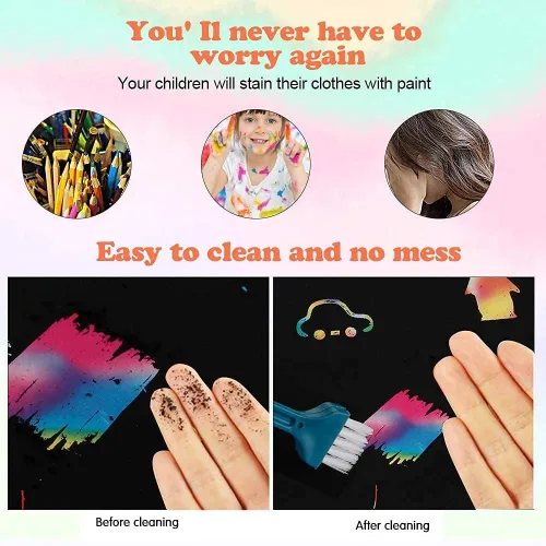 Miniatura 4 de Mocoosy 60 piezas de papel de arte de rayas arcoíris para niños, juego de papel mágico para rascar, suministros de arte y manualidades, almohadillas