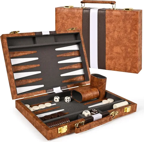ropoda Juego de mesa Backgammon (11 pulgadas) para adultos y niños, juego de estrategia de tablero clásico, juego de backgammon portátil y de viaje