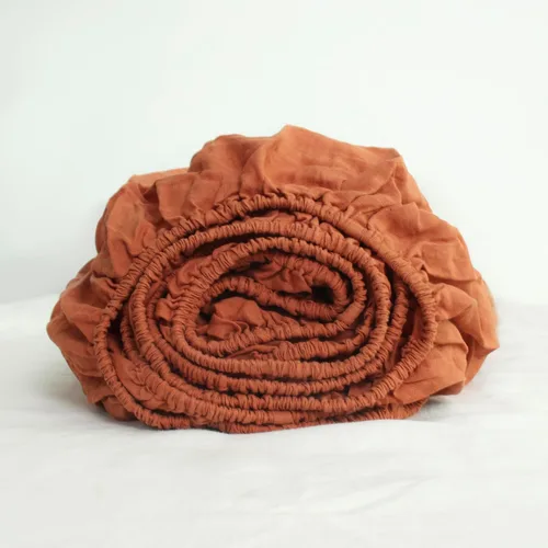 Miniatura 13 de S VICTORY SYMBOL Sábana bajera de lino 100% 78"x80" Funda de colchón 1 pieza, bolsillo profundo de 16 pulgadas, ropa de cama de lino francés natural