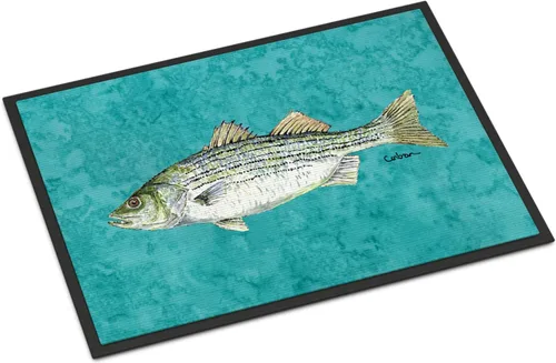 Caroline's Treasures 8720MAT - Tapete a rayas de 18 x 27 pulgadas, tapete para puerta delantera, para interiores y exteriores, para entrada,
