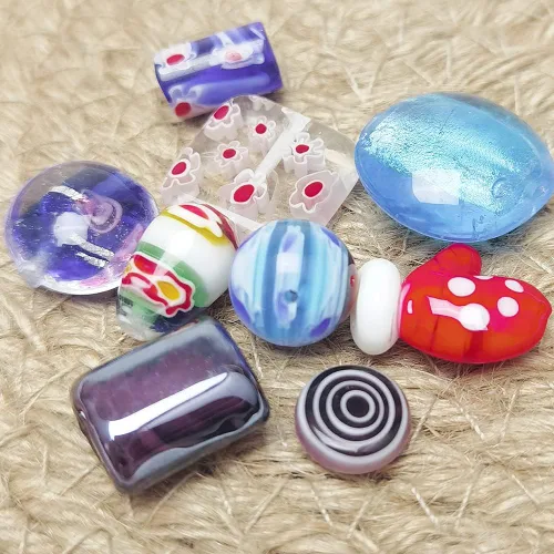 Miniatura 3 de Chenkou Craft 50 cuentas de vidrio para adultos, grandes y pequeñas a granel para manualidades, cuentas de Murano para pulseras, collares