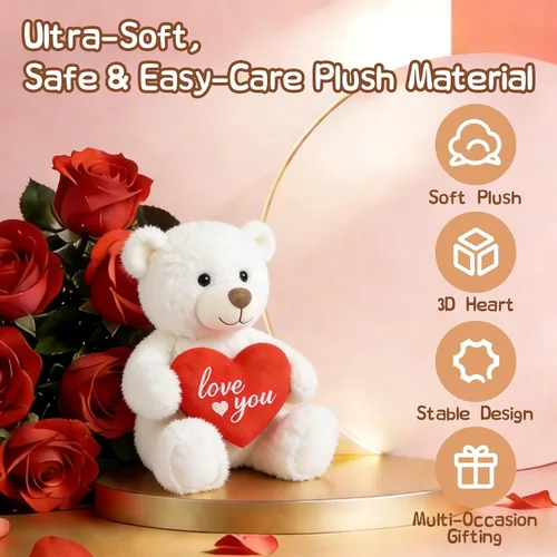 Miniatura 4 de Oso de peluche para el día de San Valentín – Oso marrón de 8.6 pulgadas, animal de peluche suave, regalo ideal para su novia, mamá, niñas, bonito