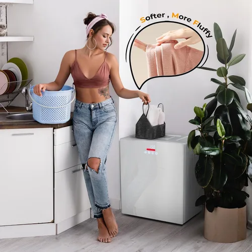 Miniatura 7 de EUHOMY Secadora de ropa portátil de 1.5 pies cúbicos, secadora compacta de 850 W con manguera de escape, acabado espejo, panel táctil LCD, 4 modos