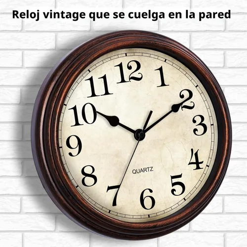 Miniatura 3 de Reloj de pared de 9 pulgadas, silencioso sin tictac, clásico, funciona con pilas, decorativo para sala de estar, dormitorio, baño, cocina y oficina