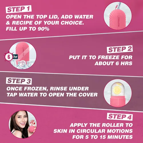 Miniatura 4 de Rodillo de hielo para cara y ojos – Rodillo de hielo facial para hinchazón debajo de los ojos, masajeador facial de silicona reutilizable para Rosa