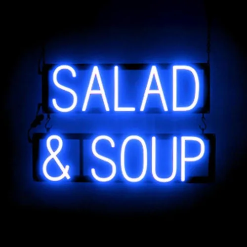 Miniatura 31 de SpellBrite DELI Sign Letrero relacionado con delicatessen con aspecto neón, fuente de luz LED azul 13.4 x 6.3 pulgadas