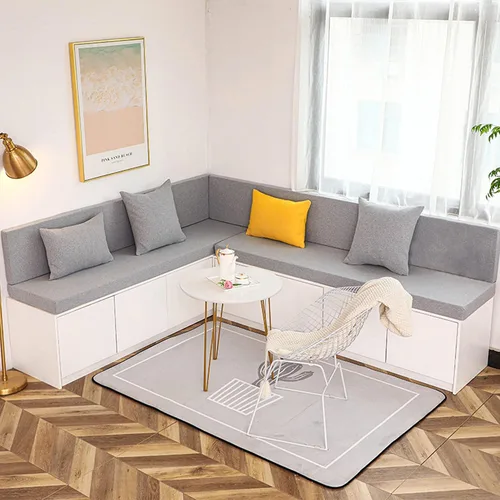 Miniatura 6 de Elegante cojín de banco de color sólido con lazos, cojín antideslizante para banco de interiores y exteriores, cojín de muebles de patio, cojín