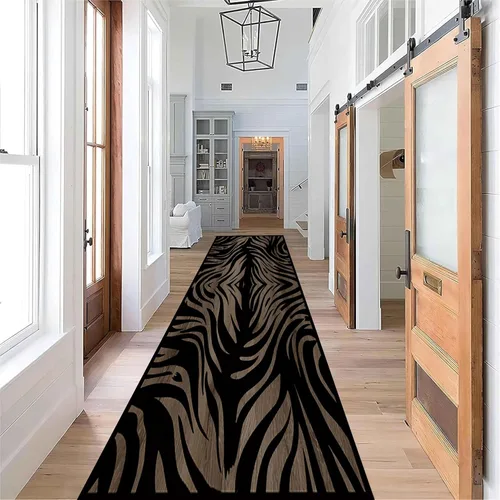 Miniatura 8 de Alfombra de pasillo con estampado de tigre, 2 x 10 pies, alfombra de rayas con estampado de piel de animal, alfombra interior a rayas blancas y 5