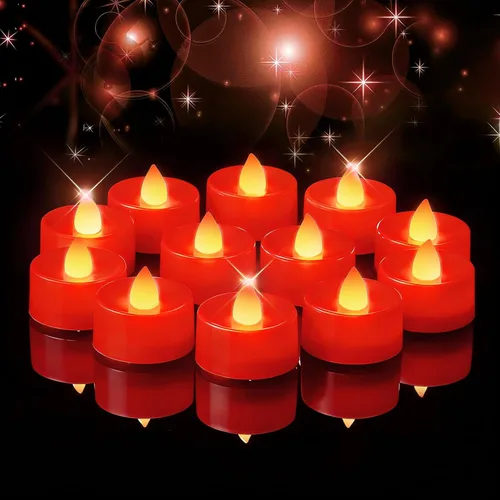 Miniatura 13 de Amagic - Paquete de 24 velas LED sin llama que funcionan con pilas, velas falsas de té, luces LED de té sin llama para Halloween, boda, votiva