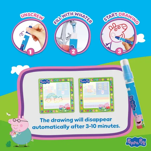 Miniatura 3 de Peppa Pig - Tapete reutilizable para garabatos de agua para niños, tablero de dibujo a color, para niños de 3 años en adelante, para niñas y niños