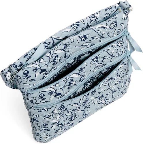 Miniatura 4 de Bolso cruzado hipster de algodón con triple cremallera para mujer
