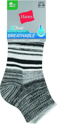 Miniatura 2 de Hanes Calcetines de tobillo ligeros y transpirables para mujer, paquete con 6 pares