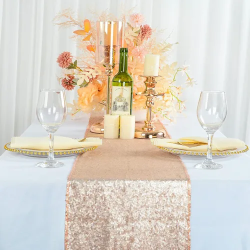 Miniatura 4 de Caminos de mesa ShinyBeauty rectangular de lentejuelas, para boda, fiesta, decoración (12 x 72 pulgadas)