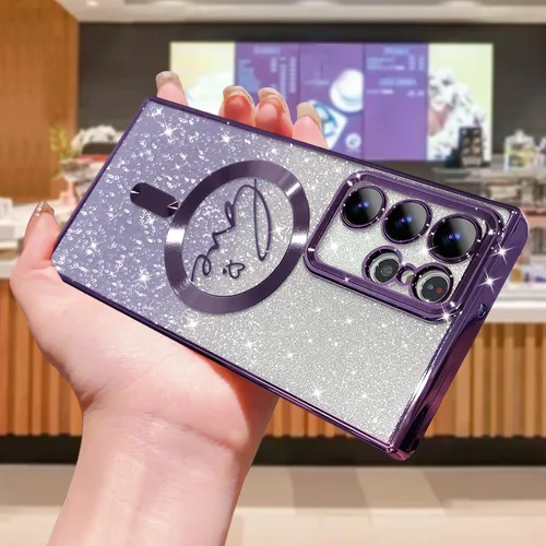 Miniatura 54 de ZONRW - Funda para Samsung Galaxy S22 Ultra magnética, para mujeres y niñas, cubierta trasera suave, lujosa, con corazón de amor, bling, degradado